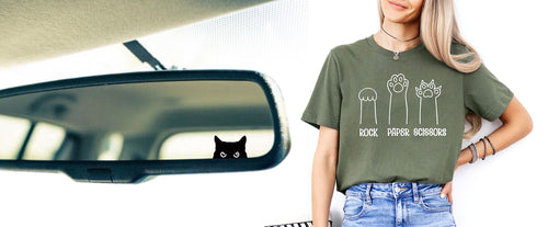 Cat themed sticker and t shirt