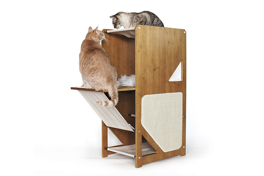 最も イーストリバーCatastrophiCreations Cat Bridge Wall-Mounted Play and Lounge Toy  Tree with Fabric Lounger for Pets